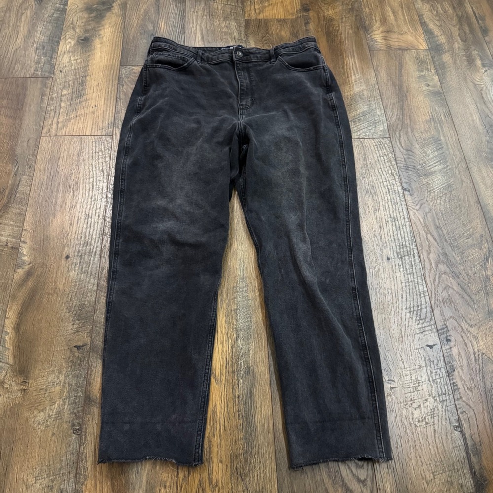 Hollister‎ Ultra High-Rise Mom Jeans Faded Black Vintage Stretch 15R W32 Grunge